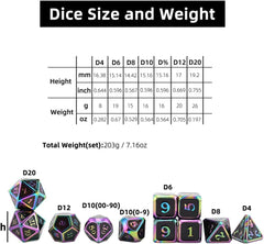 Rainbow Eldritch Cthulhu Scales Metal Dice Set 11 Polyhedral Dice with Metal Box for Dungeons and Dragons (D&D, DND 5 Edition) Call of Cthulhu Warhammer Shadowrun and All Tabletop RPG for Game Lovers.