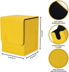 Premium Exo-Tec Trading Card Deck Box - Large Size for 80+ Sleeved Cards - PVC Free Card Holder for TCG (Yellow)