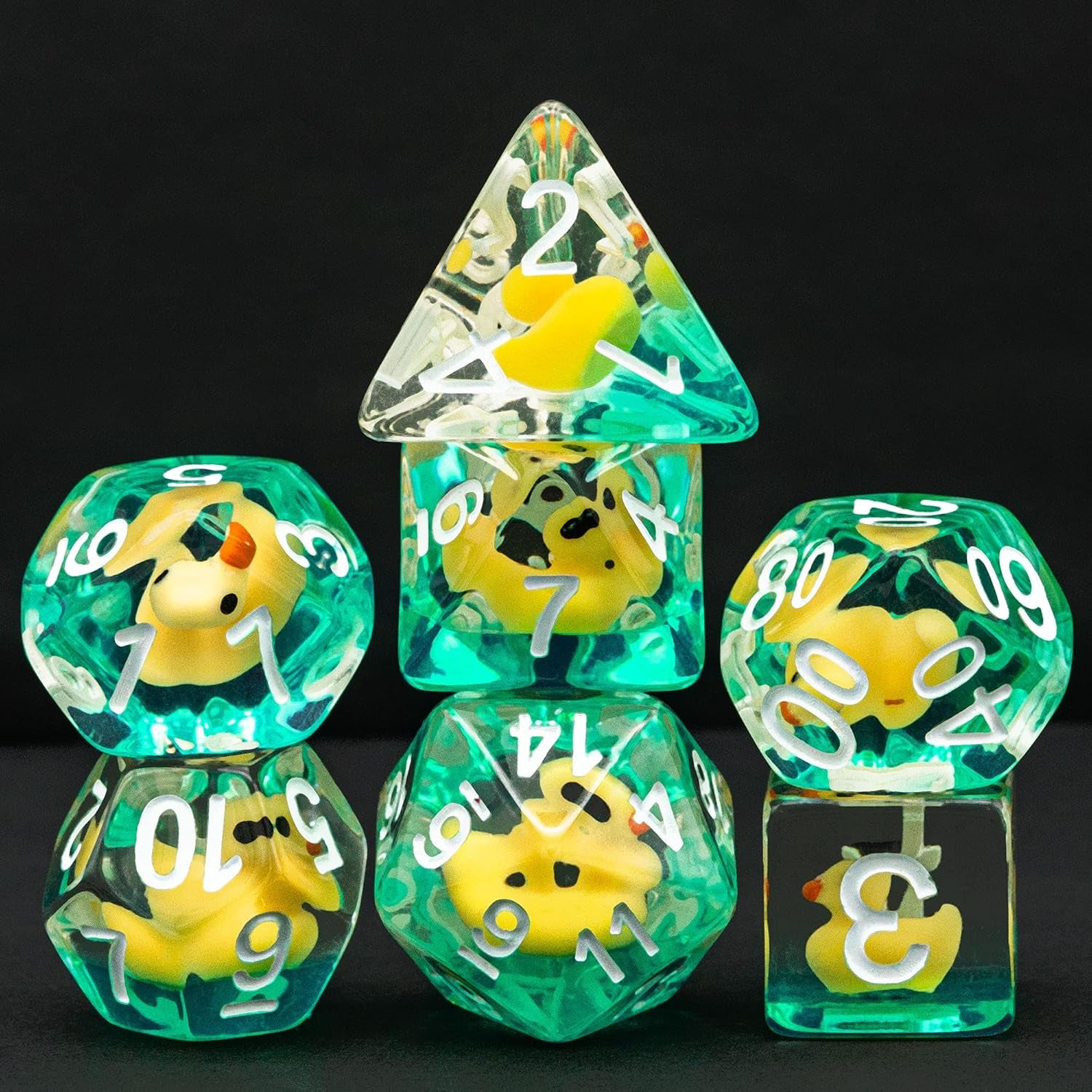 7-Die DND Dice, Polyhedral Dice Set Filled with Animal, Animal Dice Set for Role Playing Game Dungeons and Dragons D&D Dice MTG Pathfinder (Yellow Duck)