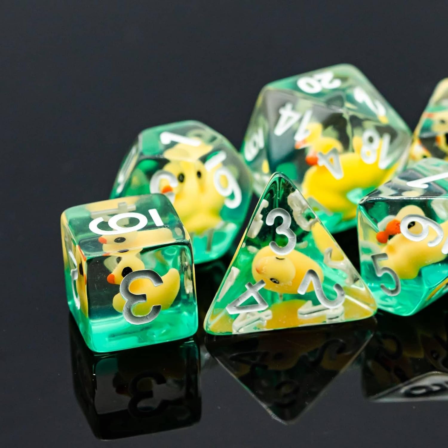 7-Die DND Dice, Polyhedral Dice Set Filled with Animal, Animal Dice Set for Role Playing Game Dungeons and Dragons D&D Dice MTG Pathfinder (Yellow Duck)