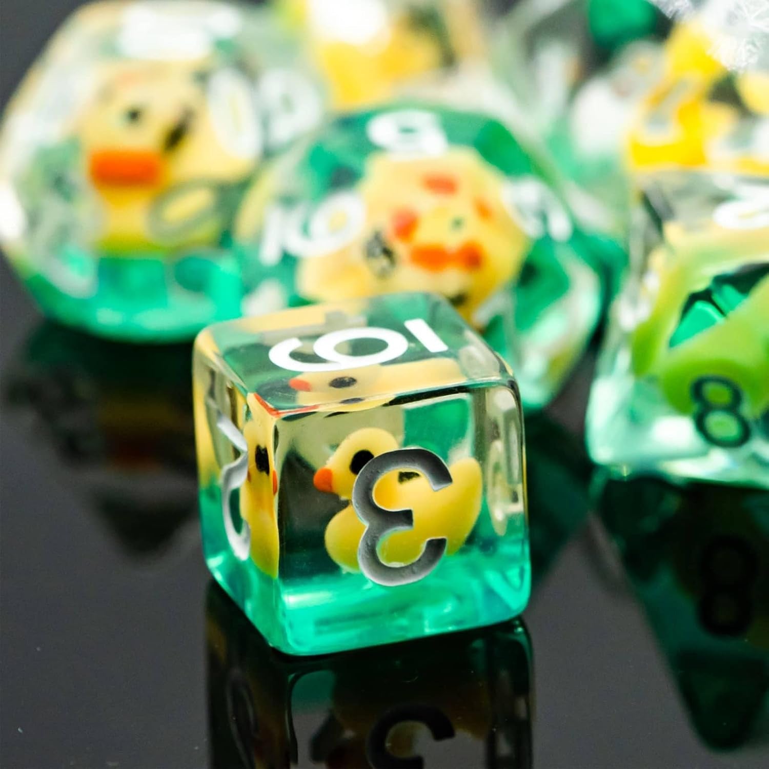 7-Die DND Dice, Polyhedral Dice Set Filled with Animal, Animal Dice Set for Role Playing Game Dungeons and Dragons D&D Dice MTG Pathfinder (Yellow Duck)