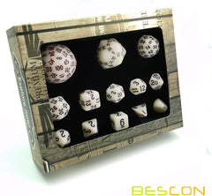 Bescon Super Glowing in Dark Complete Polyhedral RPG Dice Set 13Pcs D3-D100, Luminous 100 Sides Dice Set