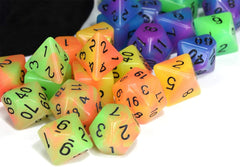 Double Color Glow in the Dark Dice Set 35 Pieces Polyhedral Dice for RPG DND MTG Games Include Black Velvet Pouch