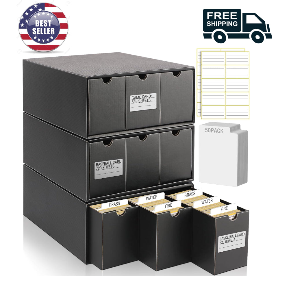 5000+Trading Card Storage Box with 50 Cardboard Storage Box Card Dividerscard H