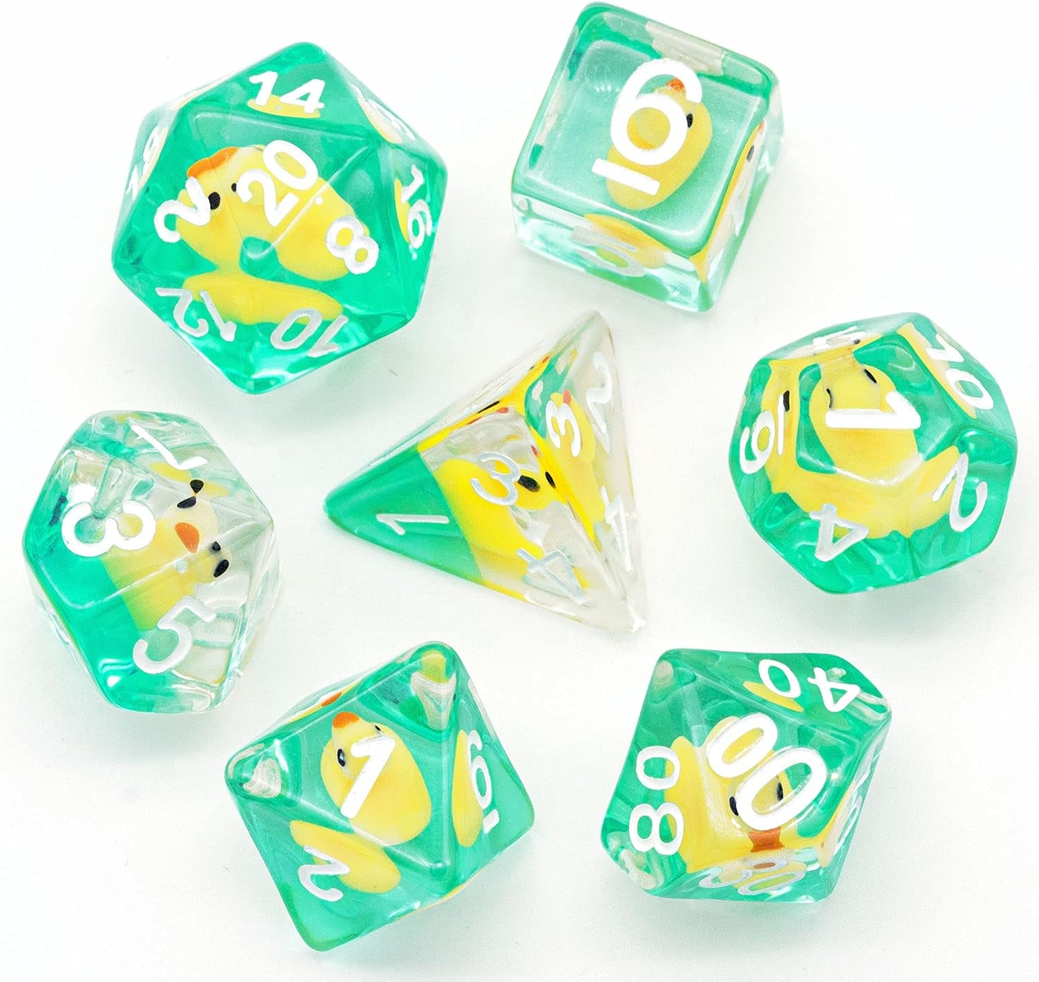 7-Die DND Dice, Polyhedral Dice Set Filled with Animal, Animal Dice Set for Role Playing Game Dungeons and Dragons D&D Dice MTG Pathfinder (Yellow Duck)