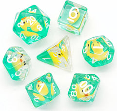 7-Die DND Dice, Polyhedral Dice Set Filled with Animal, Animal Dice Set for Role Playing Game Dungeons and Dragons D&D Dice MTG Pathfinder (Yellow Duck)