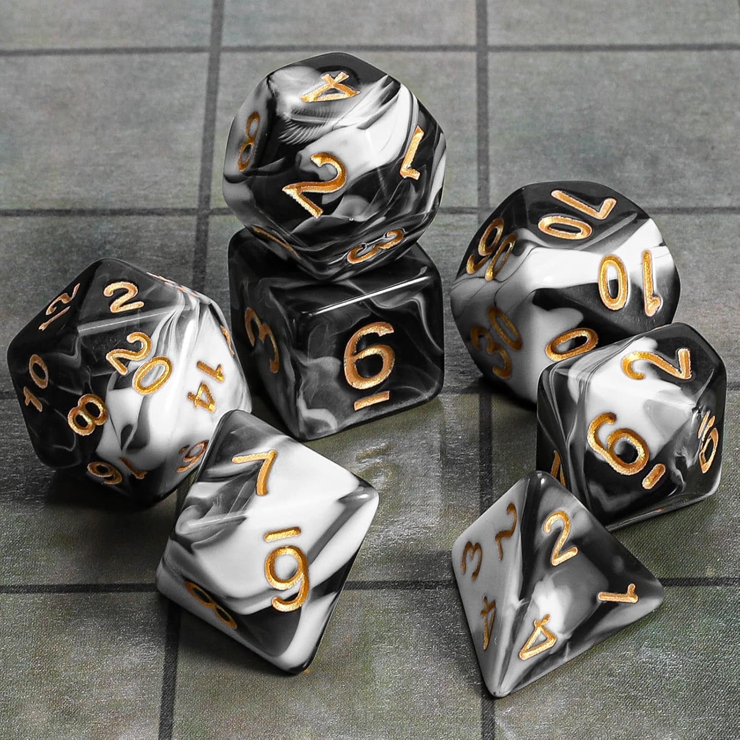 DND Polyhedral Dice Set with a Black Dice Bag for D&D RPG MTG Role Playing Table Games