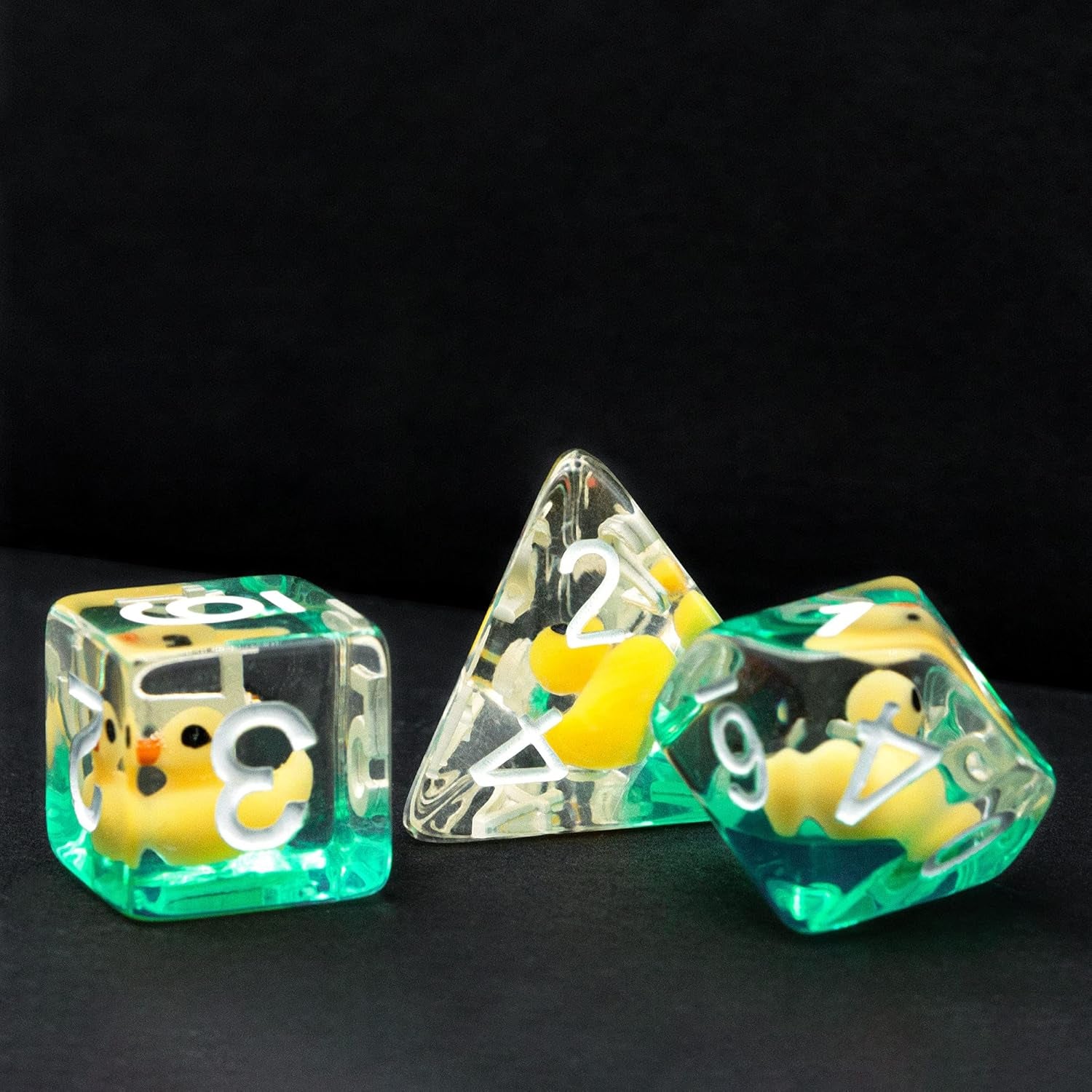 7-Die DND Dice, Polyhedral Dice Set Filled with Animal, Animal Dice Set for Role Playing Game Dungeons and Dragons D&D Dice MTG Pathfinder (Yellow Duck)